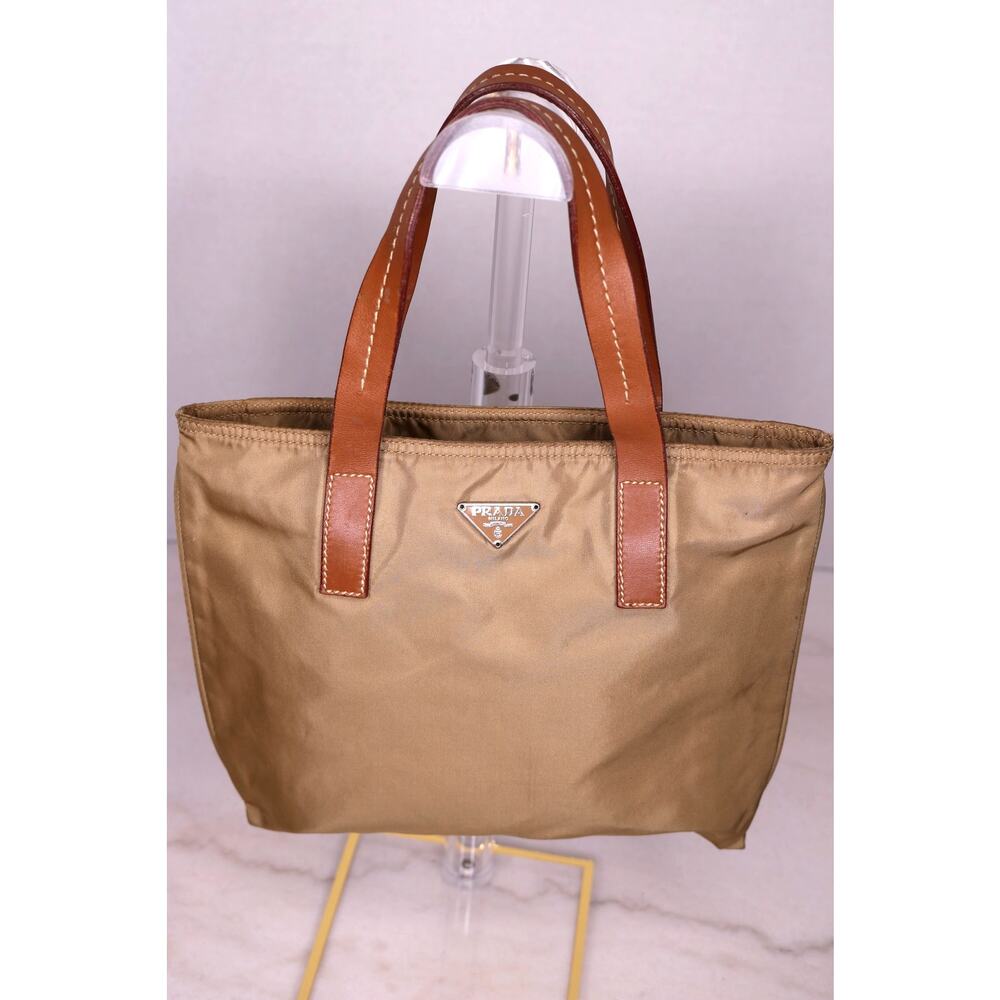 Authentic Vintage Prada Tessuto Nylon Small Tote Bag Beige